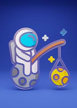 Astronaut fishing for a planet