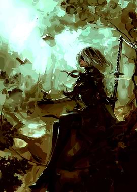 2B in a Lush Forest