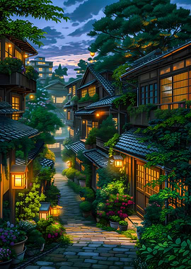 Japanese Alleyway at Dusk