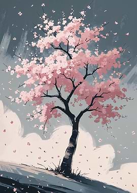 Cherry blossom tree in gloom