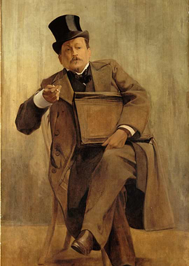 Man in Top Hat Holding a Briefcase