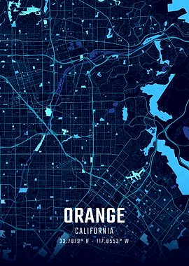 Orange California Midnight City Map