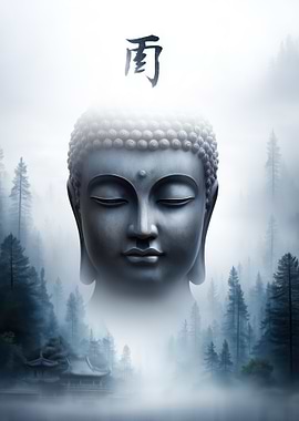 Buddha in Misty Forest