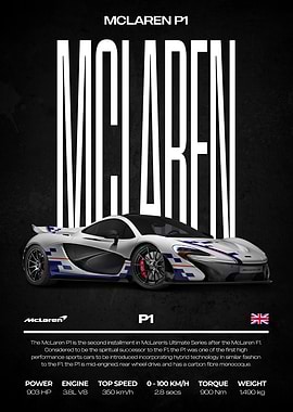 McLaren P1 Supercar Poster