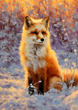 Red Fox in Snowy Landscape