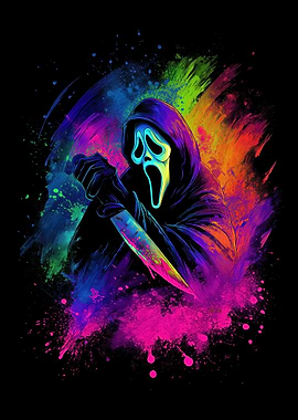 Scream Ghostface Neon Splash Art