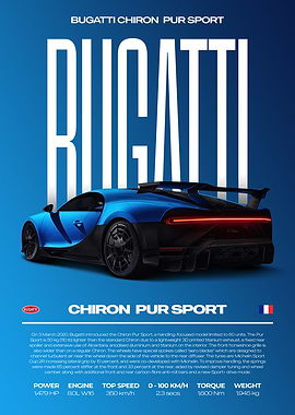 Bugatti Chiron Pur Sport Car Poster