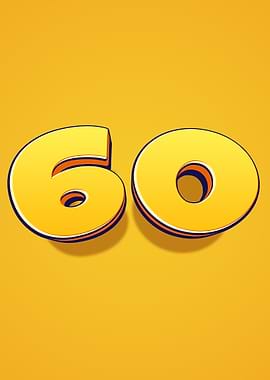 The number 60 in yellow 3D text