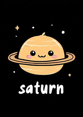 Cute Cartoon Saturn with Text