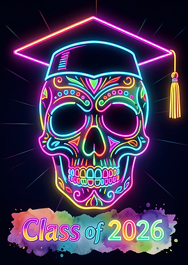 Neon Sugar Skull Graduation 2026