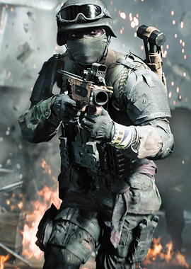 Soldier aiming a weapon in combat