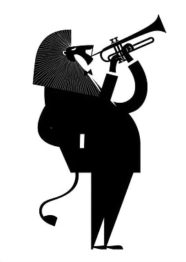 Jazz Lion musician playing trumpet