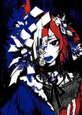 Anime Girl with Red, White, and Blue Headdress