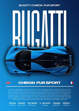 Bugatti Chiron Pur Sport Car Poster