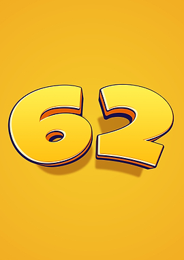 Number 62 in Yellow and Orange