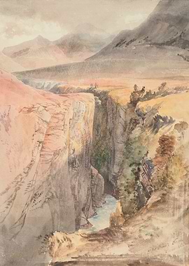 Watercolor Canyon Landscape