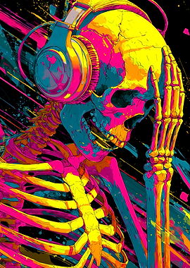 Electric Skeleton Music Pop Art
