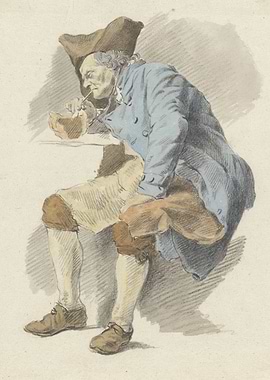 Man in Blue Coat Smoking Pipe