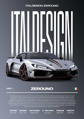 Italdesign Zerouno Supercar Car Poster