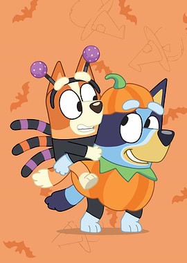 Bluey and Bingo in Halloween Costumes