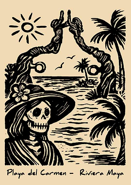 Skeleton Woman at Playa del Carmen
