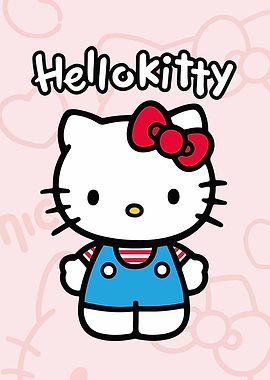 Hello Kitty with Red Bow and Blue Overalls