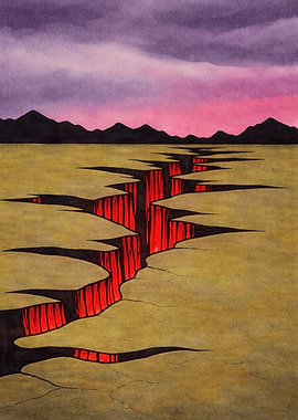 Cracked Earth with Fiery Chasm