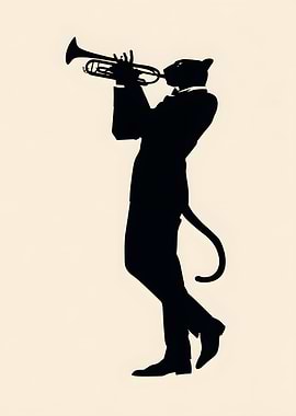 Panther Musician Playing Trumpet