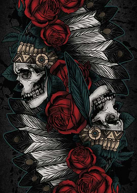 Skulls, Roses, and Feathers