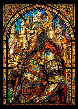 Viking Warrior Stained Glass