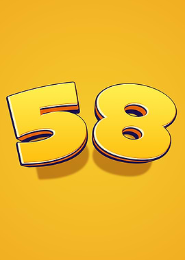 Number 58 in 3D Yellow
