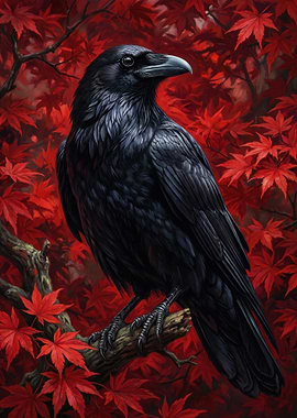 Autumn Omen: Raven in Red