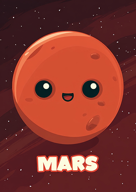 Cute Cartoon Mars Planet