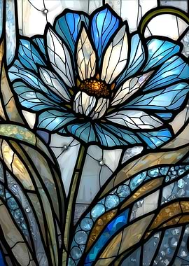 Stained Glass Blue Flower