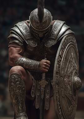 Kneeling Gladiator with Sword and Shield