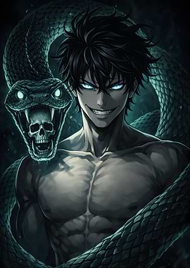 Man with Snake and Skull