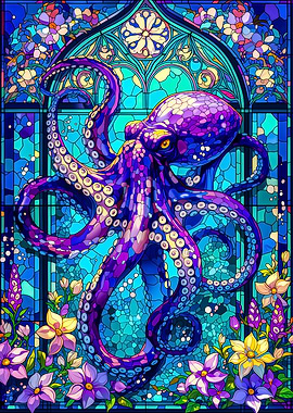 Octopus Stained Glass Art