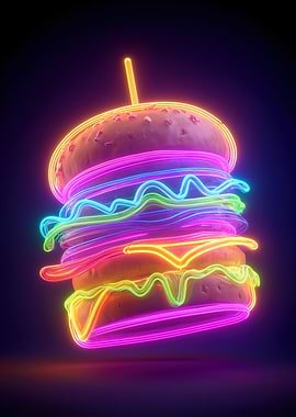 Neon Burger Art