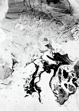 Ink Fracture – Black & White Abstract – Abstract Porcelain #39