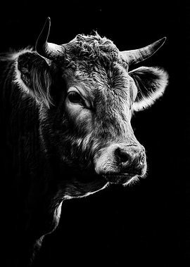 Black and White Cow Portrait