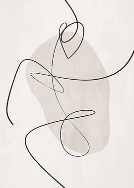 Abstract Line Art with Beige Shape