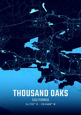 Thousand Oaks California Midnight City Map
