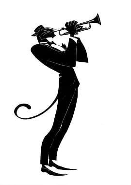 Panther Jazz Musician Playing Trumpet