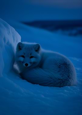 Arctic Fox in Snowy Landscape