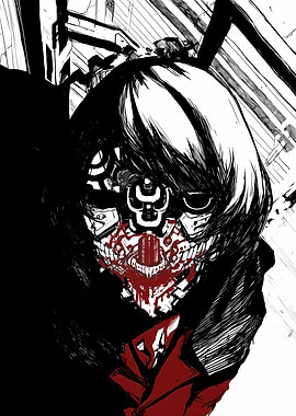 Ghoulish Figure with Red Mask