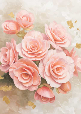 Soft Pink Begonia Floral Painting