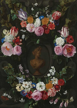 Floral Garland with Bust