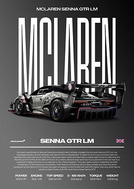McLaren Senna GTR LM Car Poster