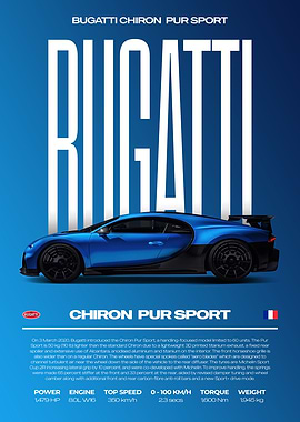 Bugatti Chiron Pur Sport Car Poster