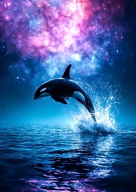 Cosmic Orca Ocean Galaxy Splash